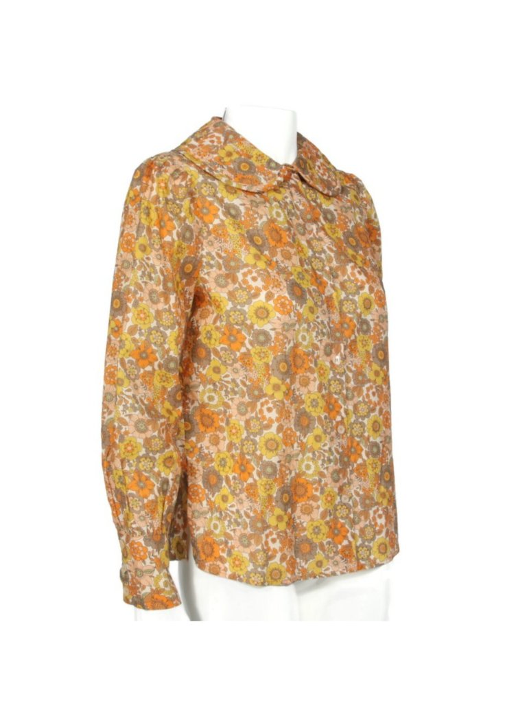 La Veste Wide Collar Warm Floral Long Sleeve Puffed Shoulder Blouse Sz M /112 — image 3 of 6